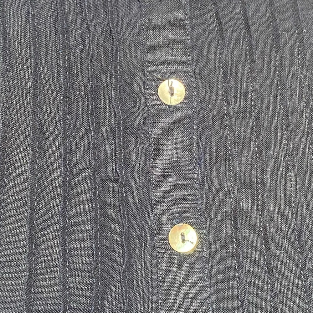 Malvin 100% Linen and Lace Trim Navy Embroidered Dress, Size Small 6 - Picture 5 of 11